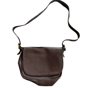Vtg Coach Patricia Legact Flap Crossbody Bag Dark Brown Leather